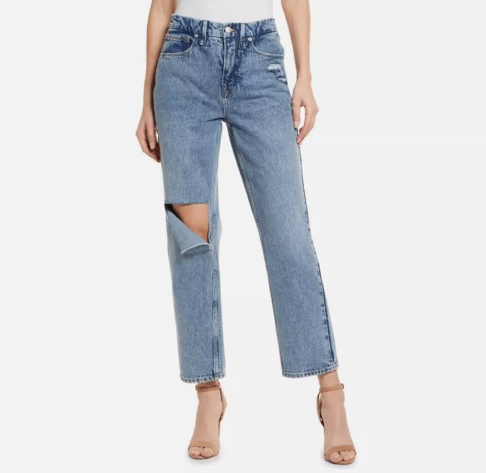Good American Good 90s Duster Straight Leg Jeans High Rise Blue Womens Sz 6 NWT